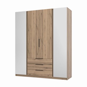 Kleiderschrank für den Flur 4-türig mit Spiegel und Schubladen Dravero EV/EV 2L 2F 3S