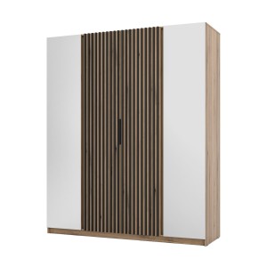 Kleiderschrank für den Flur 4-türig mit Spiegel und Lamellen Dravero EV/EV 2L 2LAM