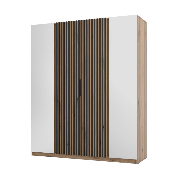 Kleiderschrank für den Flur 4-türig mit Spiegel und Lamellen Dravero EV/EV 2L 2LAM