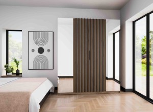 Kleiderschrank für den Flur 4-türig mit Spiegel und Lamellen Dravero EV/EV 2L 2LAM