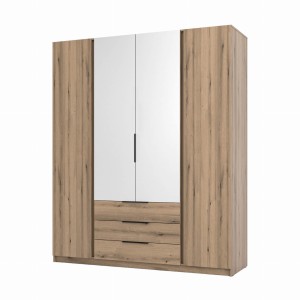 Kleiderschrank für den Flur 4-türig mit Spiegel und Schubladen Dravero EV/EV 2F 2L 3S