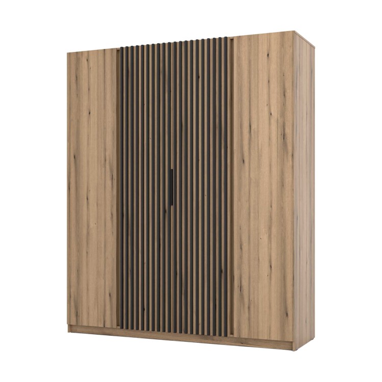 Kleiderschrank für Flur und Schlafzimmer 4-türig mit Lamellen Dravero EV/EV-BL 2F 2LAM