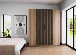 Kleiderschrank für Flur und Schlafzimmer 4-türig mit Lamellen Dravero EV/EV-BL 2F 2LAM