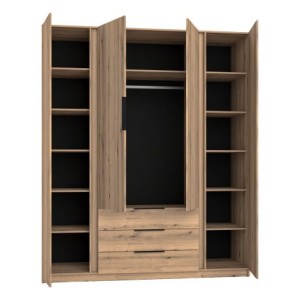 Kleiderschrank für den Flur 4-türig mit Spiegel und Lamellen Dravero EV/EV-BL 2LAM 2L 3S