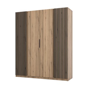 Kleiderschrank für Flur und Schlafzimmer 4-türig mit Lamellen Dravero EV/EV-BL 2LAM 2F