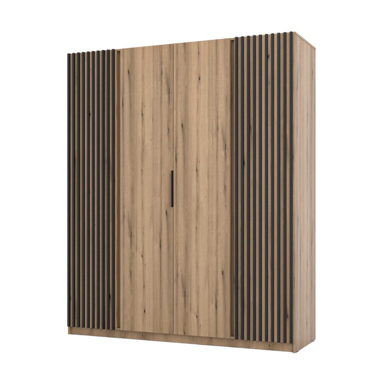 Kleiderschrank für Flur und Schlafzimmer 4-türig mit Lamellen Dravero EV/EV-BL 2LAM 2F