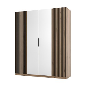 Kleiderschrank für Flur und Schlafzimmer 4-türig mit Spiegel Dravero EV/EV-BL 2LAM 2L