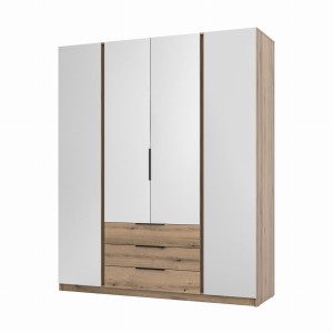 Kleiderschrank für den Flur 4-türig mit Spiegel und Schubladen Dravero EV/EV 4L 3S