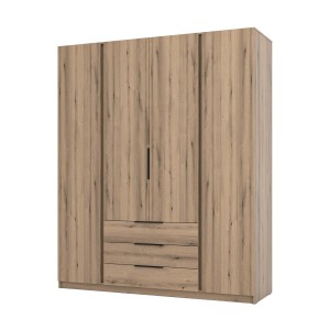 Kleiderschrank für Flur und Schlafzimmer 4-türig mit Schubladen Dravero EV/EV 4F 3S