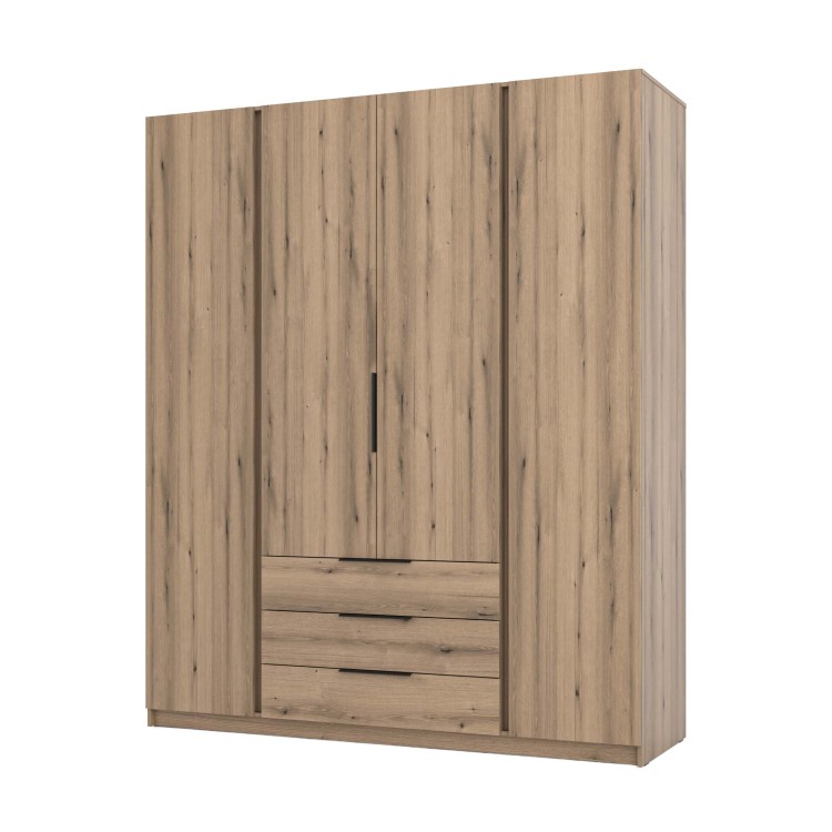 Kleiderschrank für Flur und Schlafzimmer 4-türig mit Schubladen Dravero EV/EV 4F 3S