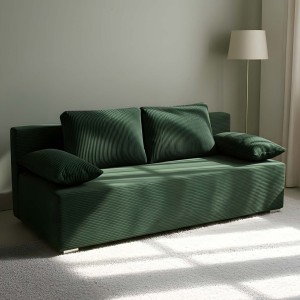 Schlafsofa Lunera Prima 2 aus Cordstoff in Grün