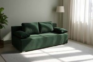 Schlafsofa Lunera 2 aus Cordstoff in Grün