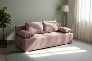 Schlafsofa Lunera 2 aus Cordstoff in Rosa