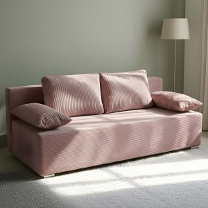 Schlafsofa Lunera 2 aus Cordstoff in Rosa
