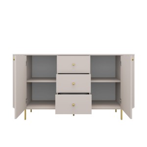 Kommode fürs Wohnzimmer mit drei Schubladen Flana 823 2F3S Beige
