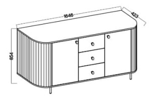 Kommode fürs Wohnzimmer mit drei Schubladen Flana 823 2F3S Beige