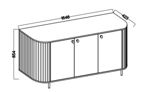 Kommode fürs Wohnzimmer mit drei Türen Flana 830 3F Beige