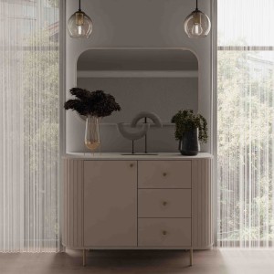 Rechteckiger Spiegel mit abgerundeten Ecken Flana 702 Beige