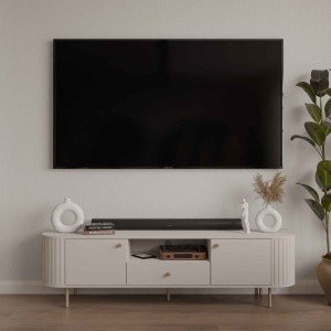 TV-Schrank mit zwei Türen und Schublade fürs Wohnzimmer Flana 321 2F1S Beige