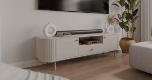 TV-Schrank mit zwei Türen und Schublade fürs Wohnzimmer Flana 321 2F1S Beige