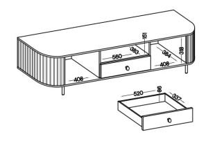 TV-Schrank mit zwei Türen und Schublade fürs Wohnzimmer Flana 321 2F1S Beige
