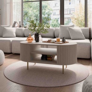Couchtisch mit gerillten Seiten fürs Wohnzimmer Flana 200 Beige