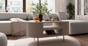 Couchtisch mit gerillten Seiten fürs Wohnzimmer Flana 200 Beige