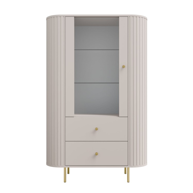 Vitrine fürs Wohnzimmer mit Glastür Flana 112 1F2S Beige