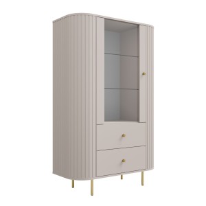 Vitrine fürs Wohnzimmer mit Glastür Flana 112 1F2S Beige