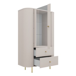 Vitrine fürs Wohnzimmer mit Glastür Flana 112 1F2S Beige