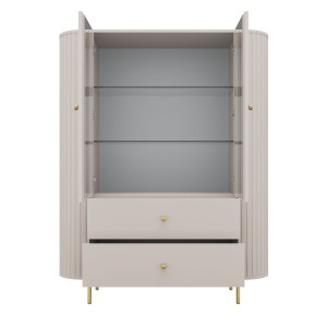 Vitrine fürs Wohnzimmer mit zwei Glastüren Flana 122 2F2S Beige