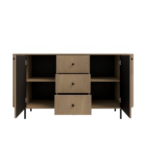 Kommode fürs Wohnzimmer mit drei Schubladen Flana 823 2F3S Eiche Cremona