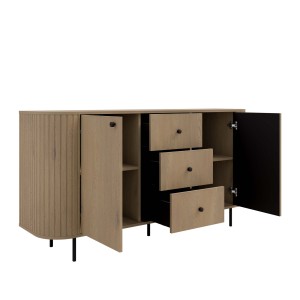 Kommode fürs Wohnzimmer mit drei Schubladen Flana 823 2F3S Eiche Cremona
