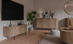 Kommode fürs Wohnzimmer mit drei Türen Flana 830 3F Eiche Cremona