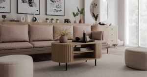Couchtisch mit gerillten Seiten fürs Wohnzimmer Flana 200 Eiche Cremona