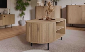 Couchtisch mit gerillten Seiten fürs Wohnzimmer Flana 200 Eiche Cremona
