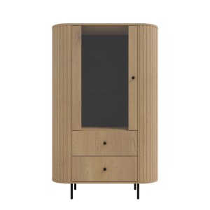 Vitrine fürs Wohnzimmer mit Glastür Flana 112 1F2S Eiche Cremona