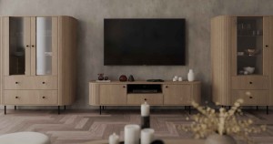 Vitrine fürs Wohnzimmer mit Glastür Flana 112 1F2S Eiche Cremona