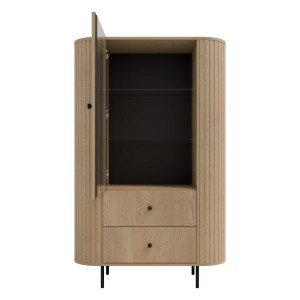 Vitrine fürs Wohnzimmer mit Glastür Flana 112 1F2S Eiche Cremona