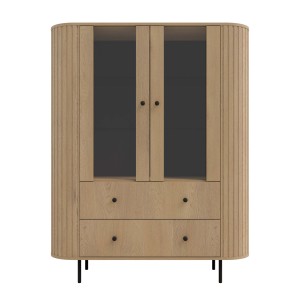 Vitrine fürs Wohnzimmer mit zwei Glastüren Flana 122 2F2S Eiche Cremona