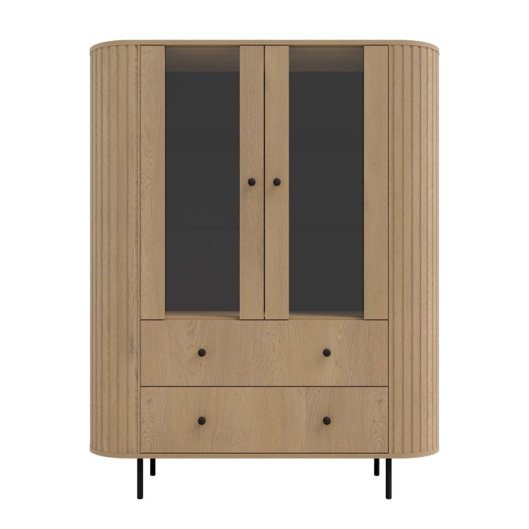 Vitrine fürs Wohnzimmer mit zwei Glastüren Flana 122 2F2S Eiche Cremona