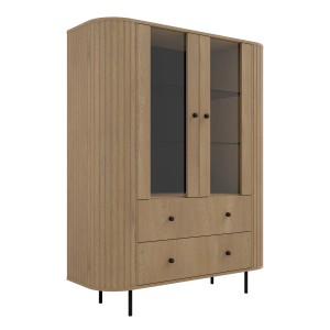 Vitrine fürs Wohnzimmer mit zwei Glastüren Flana 122 2F2S Eiche Cremona