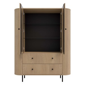 Vitrine fürs Wohnzimmer mit zwei Glastüren Flana 122 2F2S Eiche Cremona
