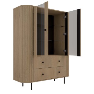 Vitrine fürs Wohnzimmer mit zwei Glastüren Flana 122 2F2S Eiche Cremona