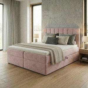 Kontinentales Bett 140x200 SONNO BELLO mit 2 Bettkästen rosa