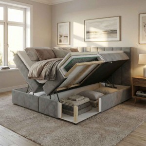 Kontinentales Bett 160x200 SONNO BELLO mit 2 Bettkästen mint