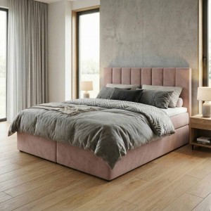 Kontinentales Bett 160x200 SONNO BELLO mit 2 Bettkästen rosa