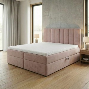 Kontinentales Bett 160x200 SONNO BELLO mit 2 Bettkästen rosa