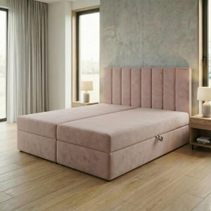 Kontinentales Bett 160x200 SONNO BELLO mit 2 Bettkästen rosa