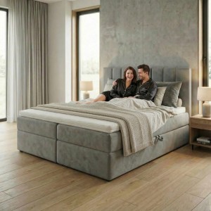 Kontinentales Bett 160x200 SONNO BELLO mit 2 Bettkästen flaschengrün
